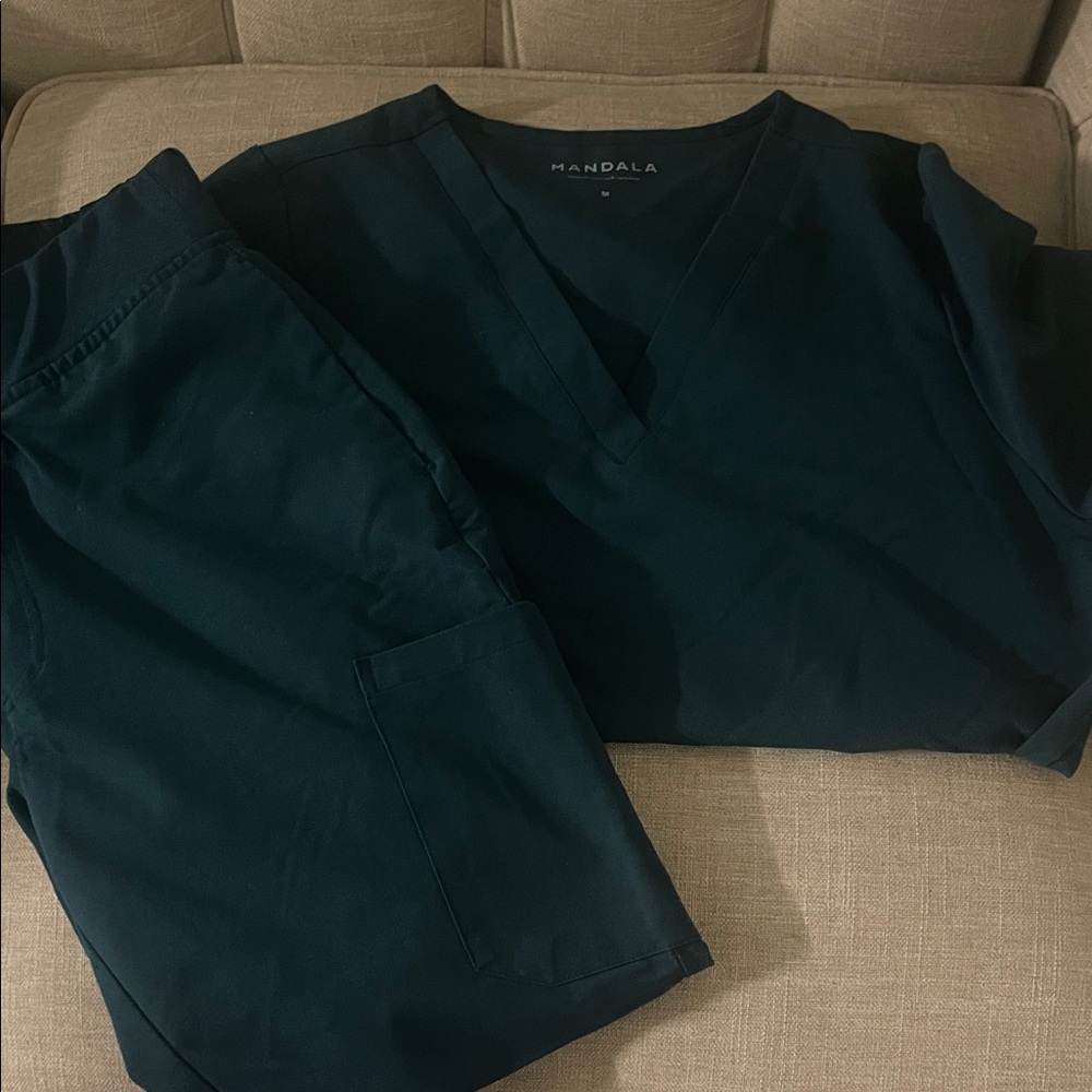 Mandala Dark Teal Scrub Set